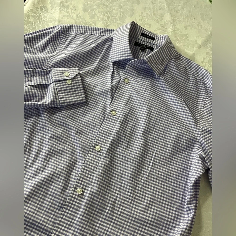 Banana Republic Grant Fit L/S Cotton Shirt Men Size Large Blue/pink Checked